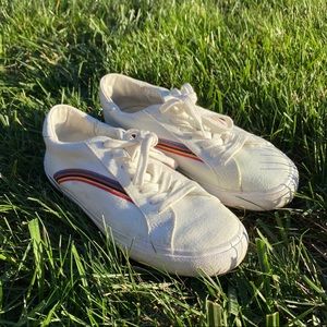 Madewell white rainbow embroidered canvas sneakers